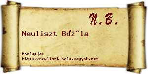 Neuliszt Béla névjegykártya